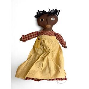 Cloth Doll 20 Inch Girl "Jesse" Primitive Style Painted Gingham Dress